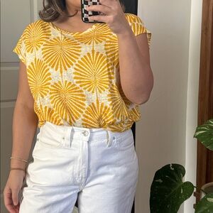 JOIE 100% linen Cap Sleeves Button back Flowy Top. Size XL